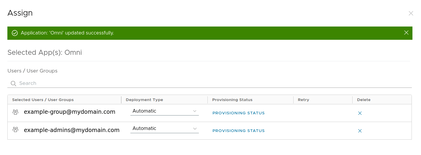 Application assignment configuration