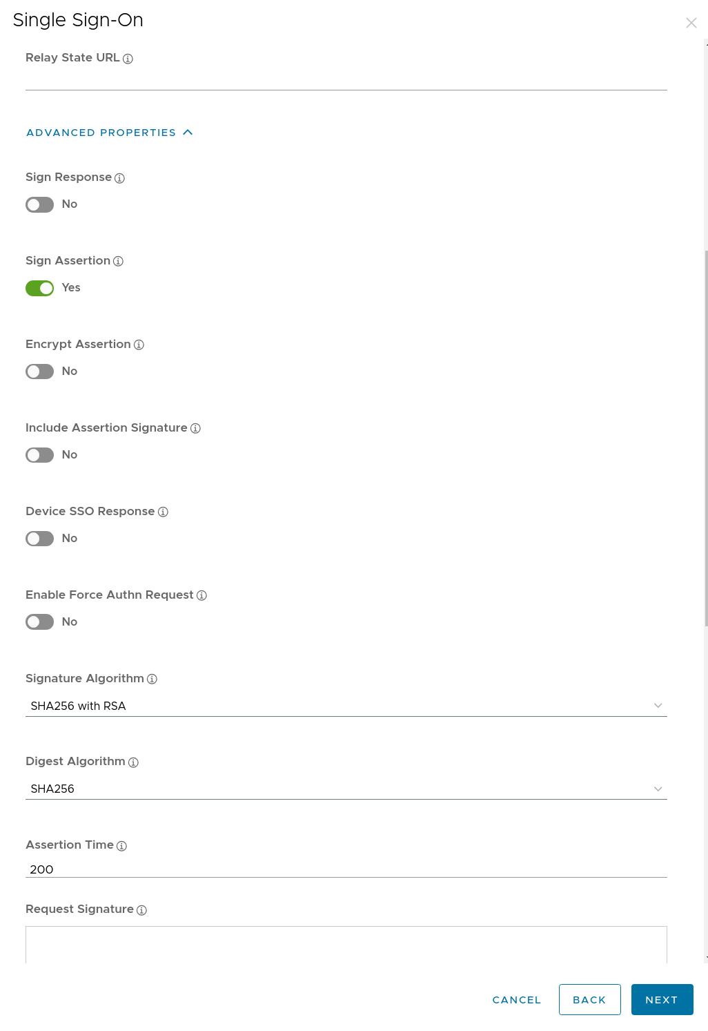 Advanced signing properties