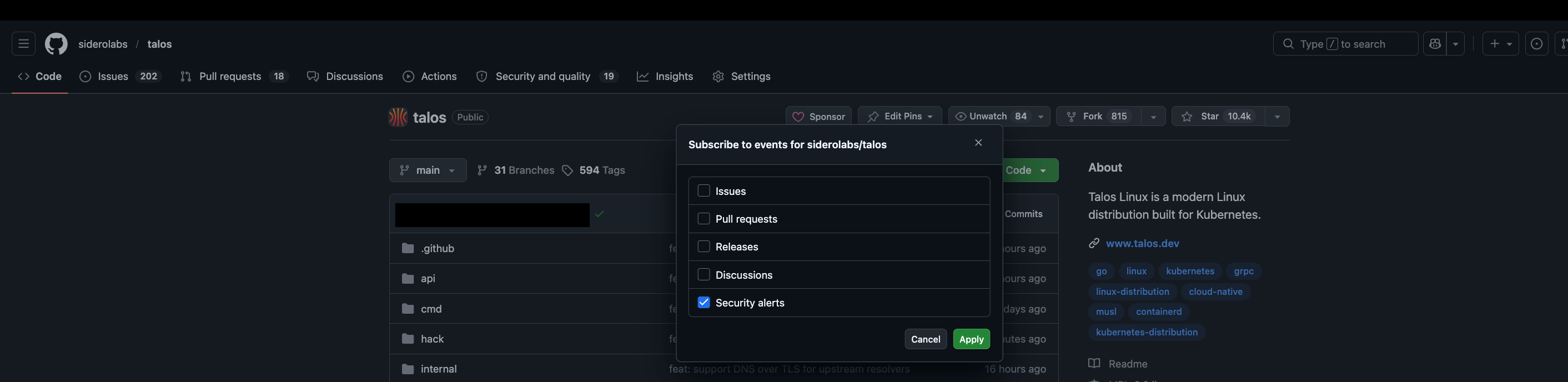 Security alerts