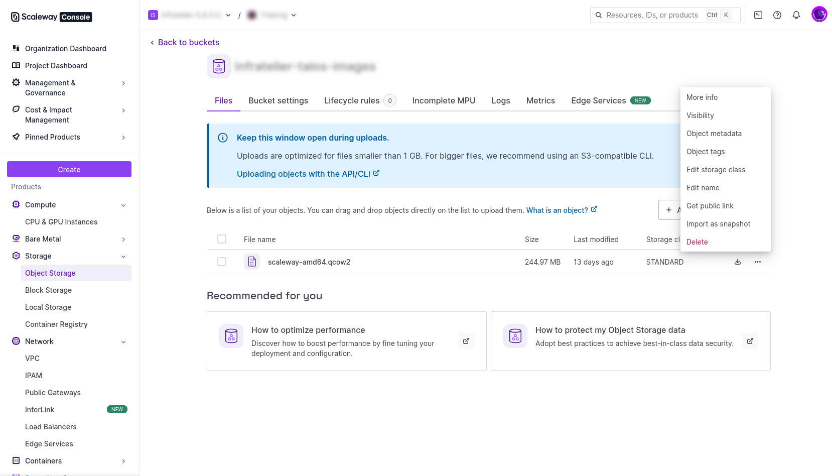 Scaleway Console Import As Snapshot