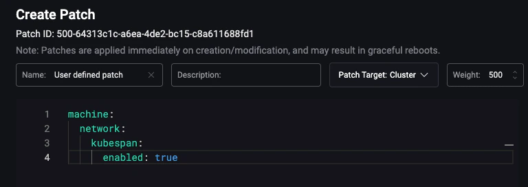 Create a new cluster-scoped config patch