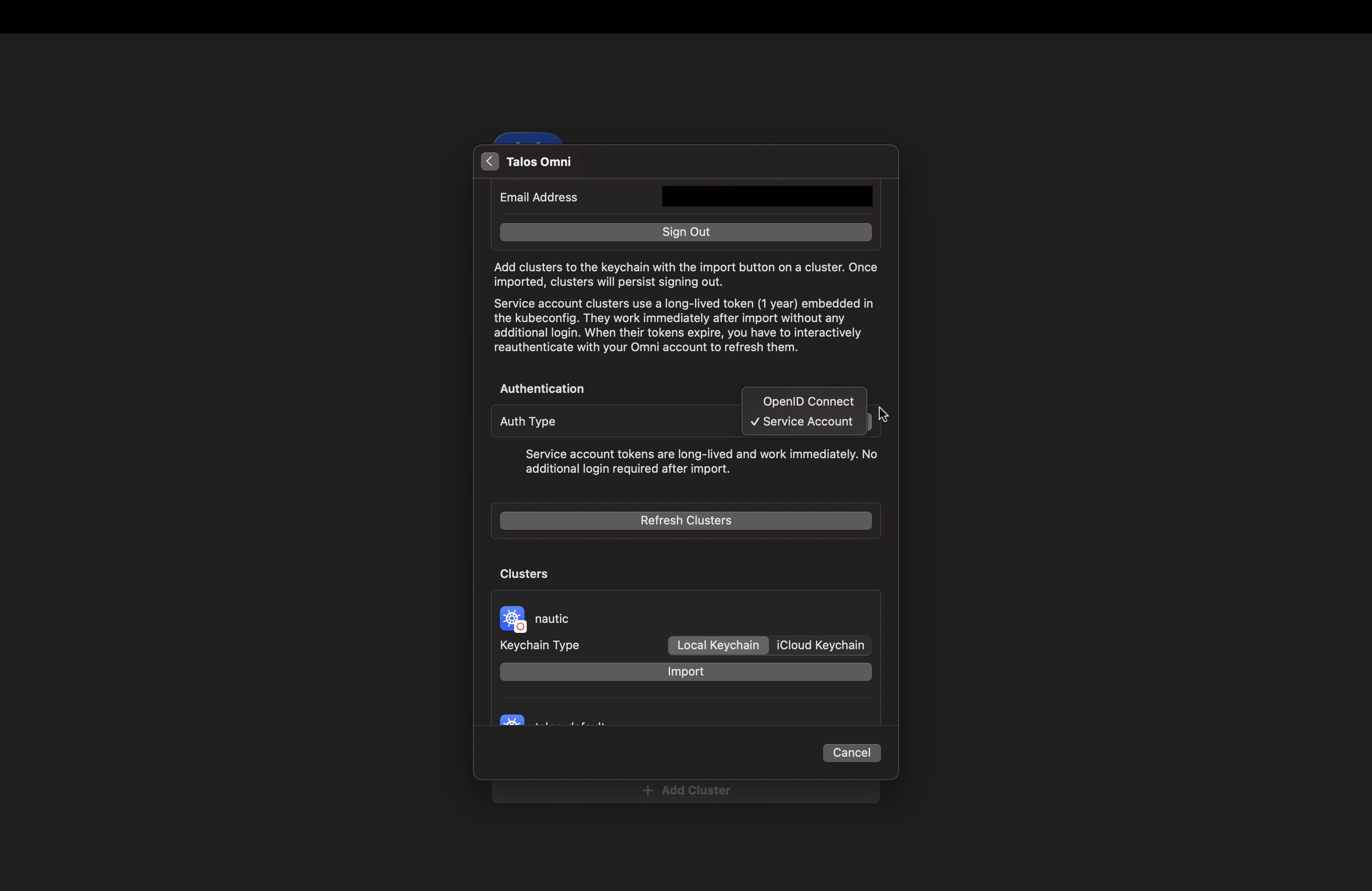 Select Auth Type