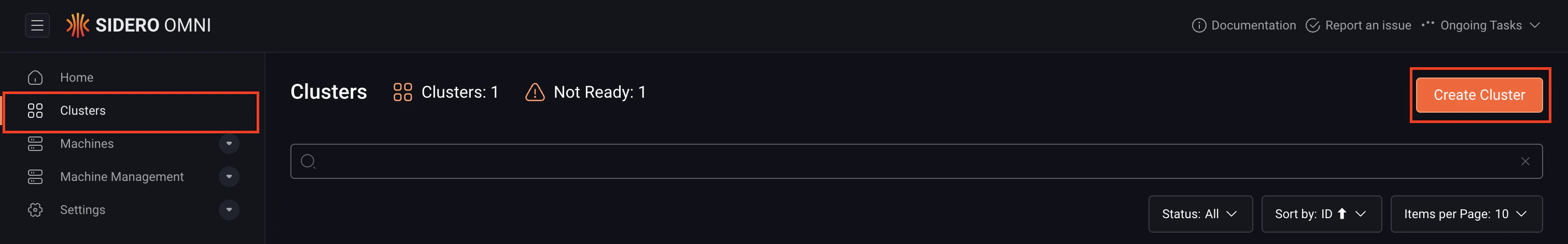 Create a clusters tab