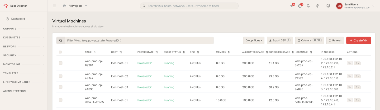 The Virtual Machines view