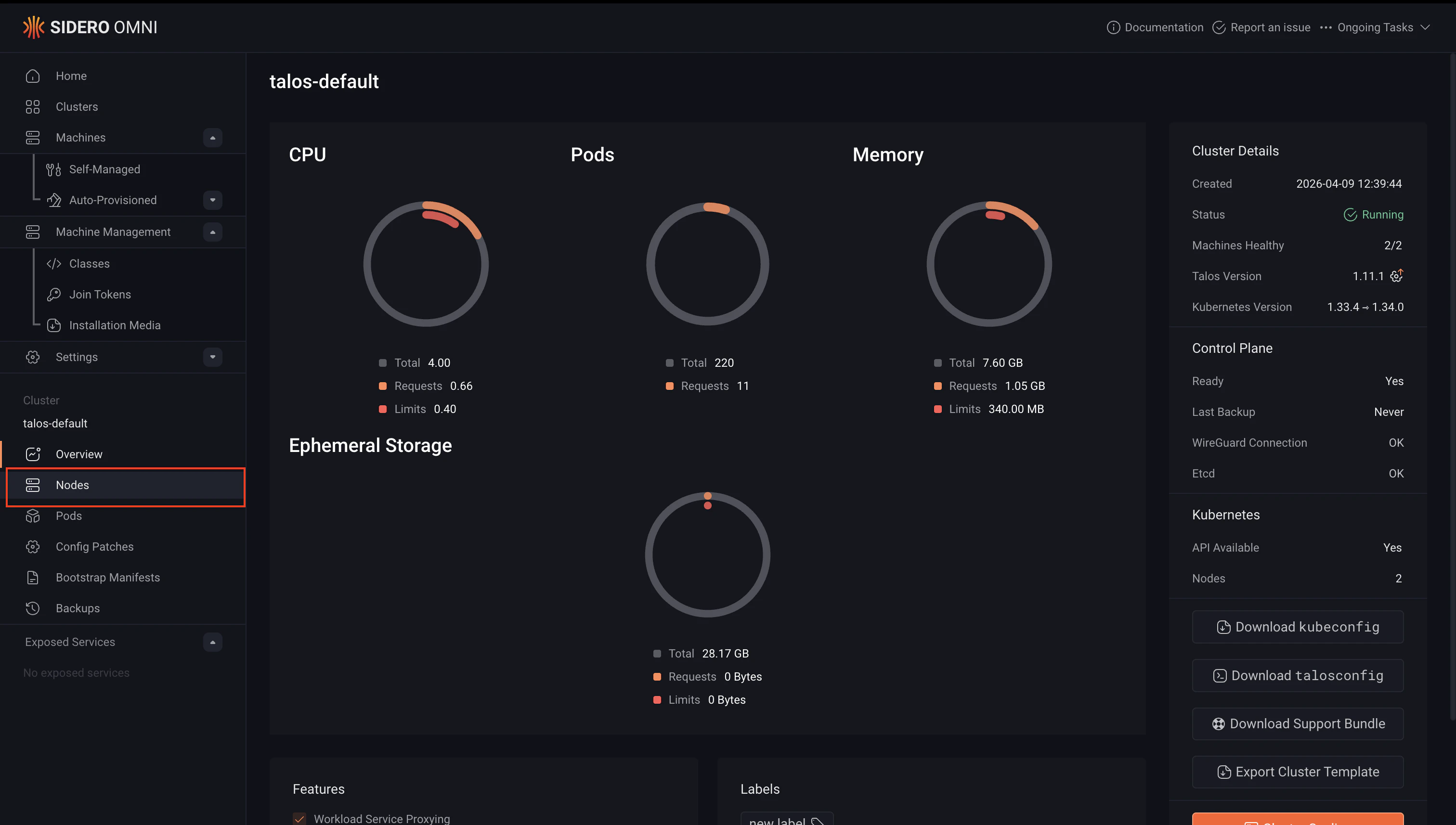 Nodes tab