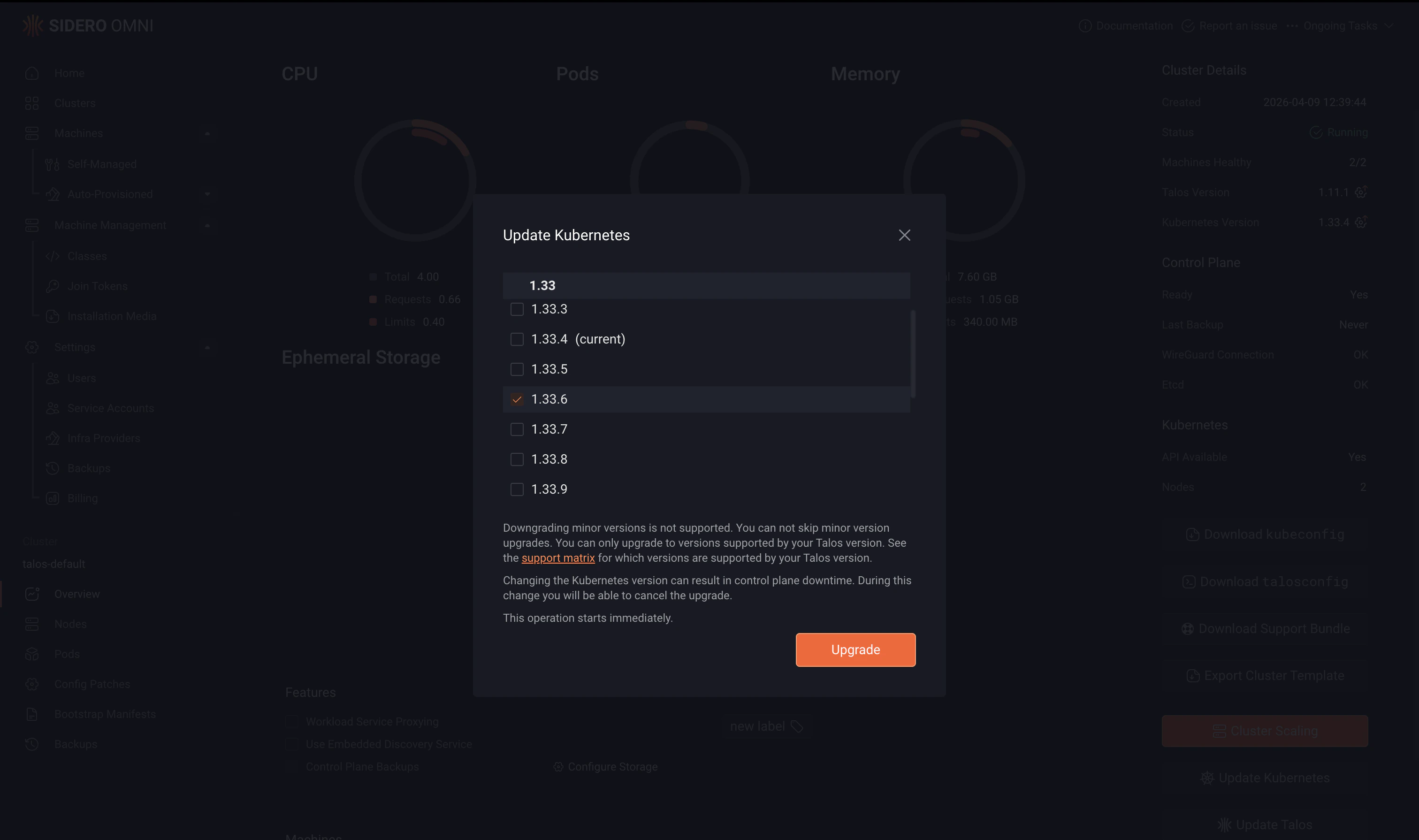 Select the update version