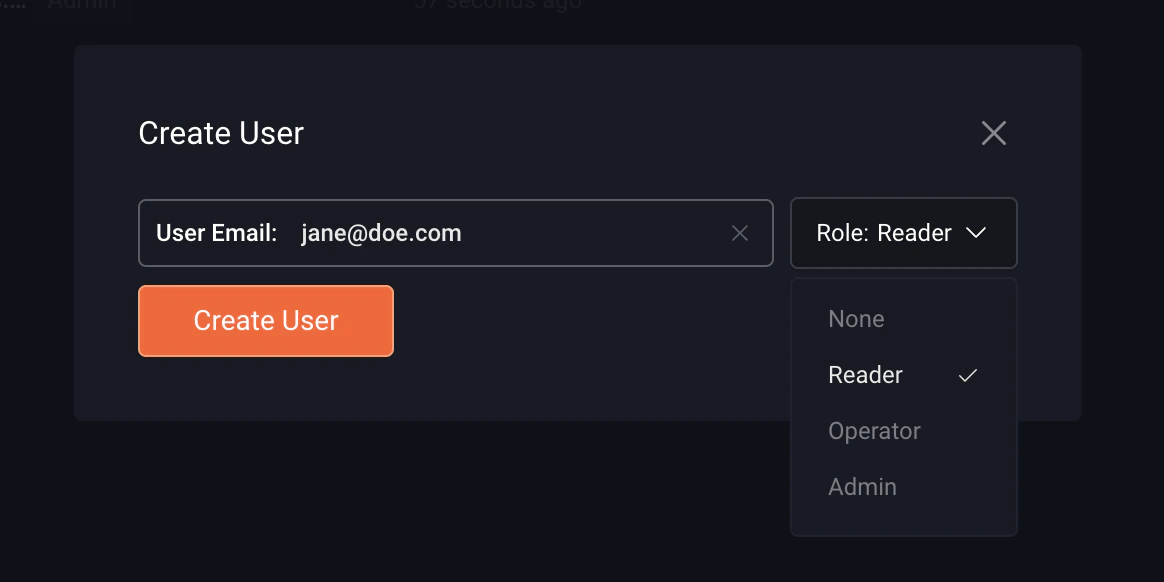 Create User modal
