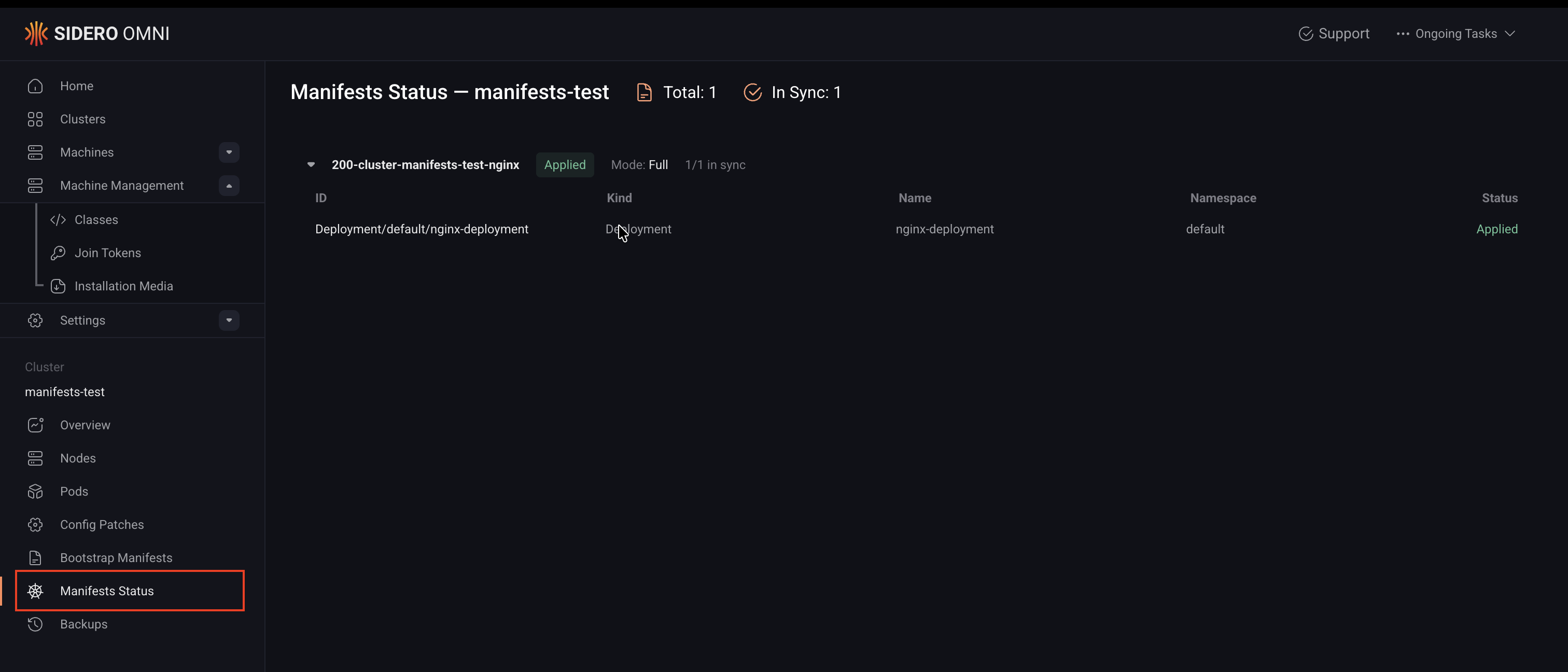 Sync Kubernetes Manifests - Sidero Documentation