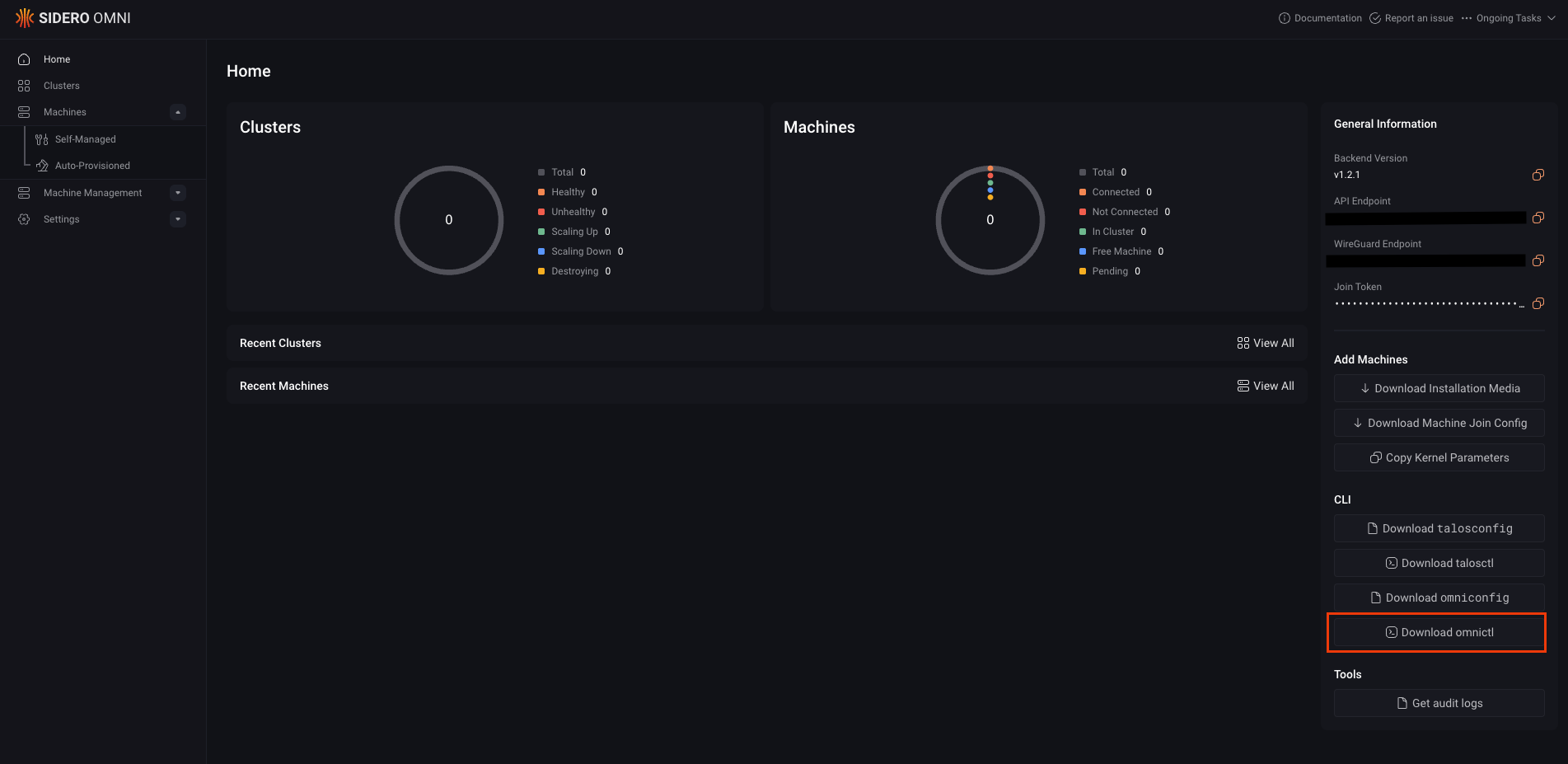 Download Omnictl button