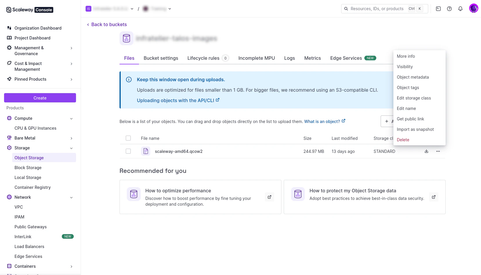 Scaleway Console Import As Snapshot