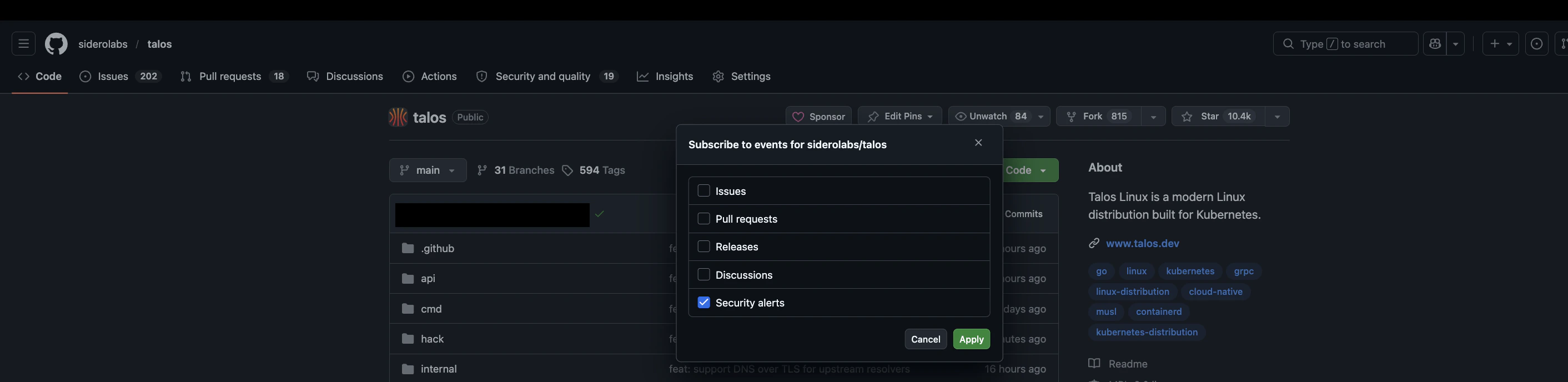 Security alerts