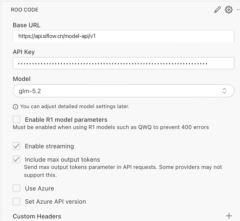 Roo Code 中配置 OpenAI Compatible provider 接入 siflow endpoint
