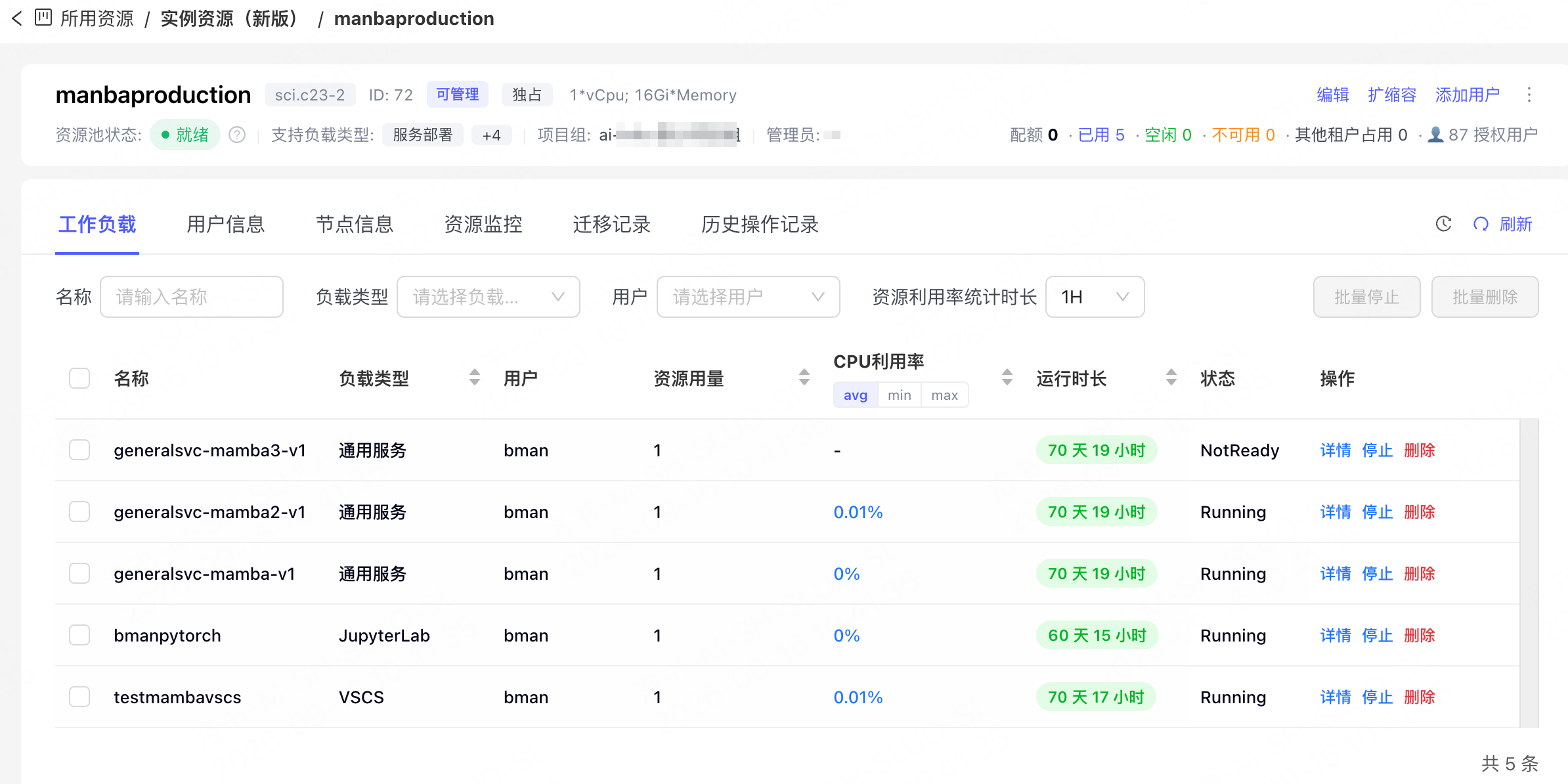 算力资源池详情