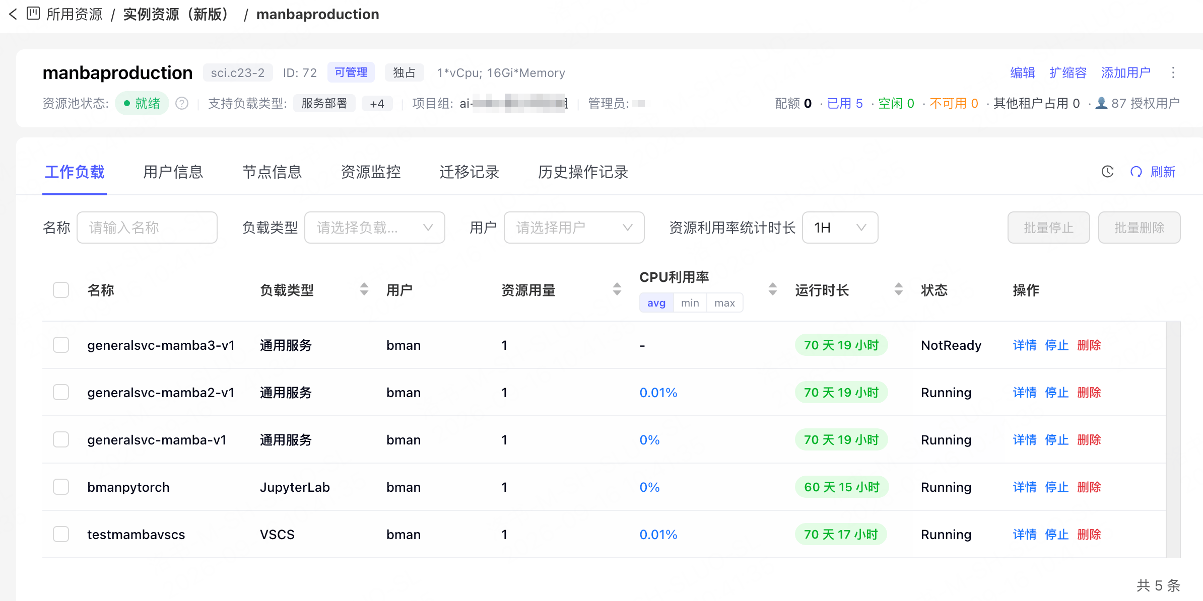 算力资源池详情