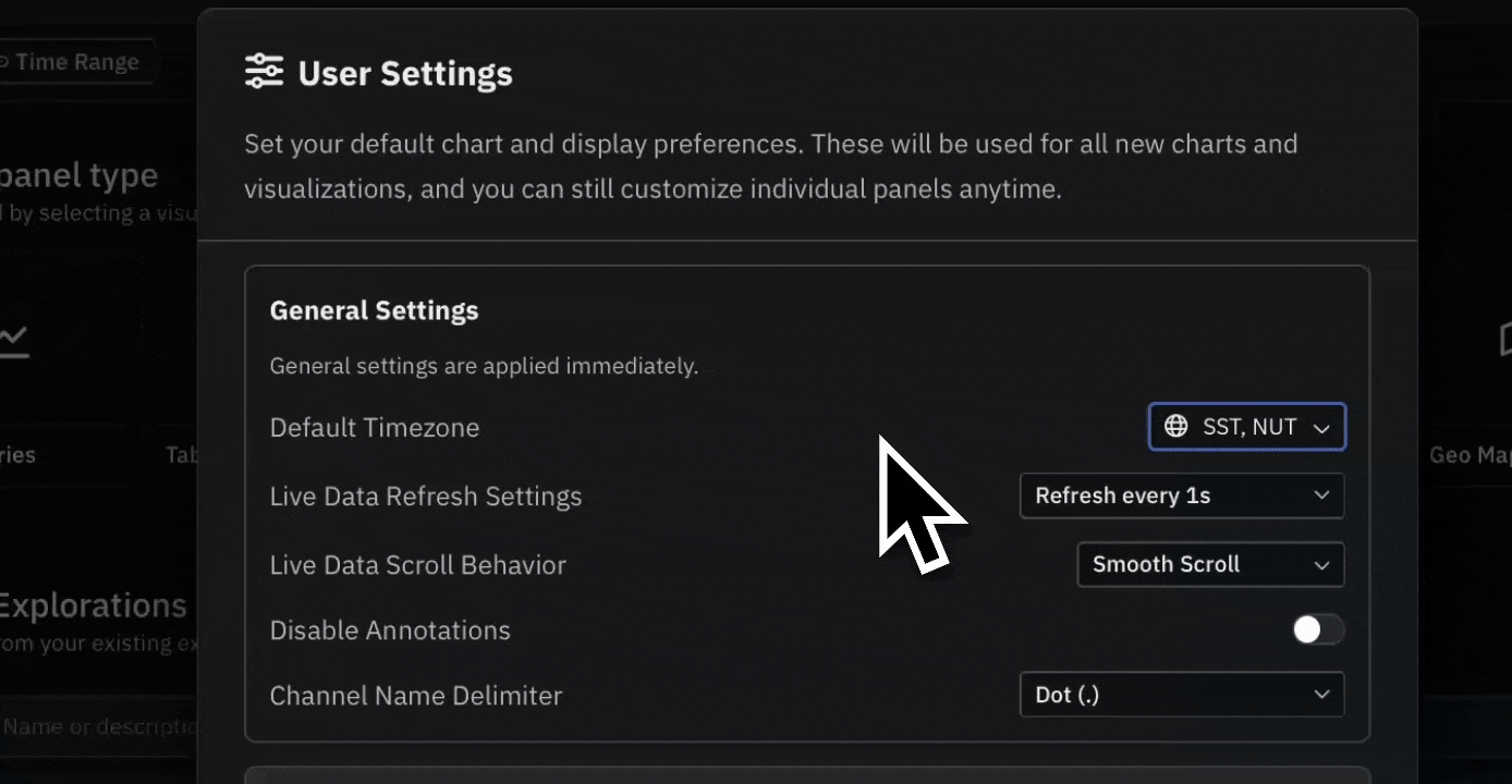 User settings