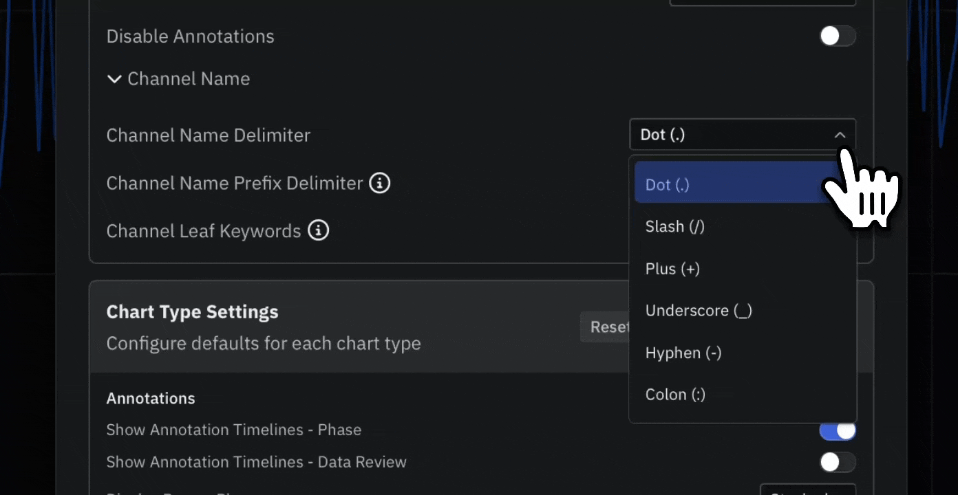 Delimiter settings