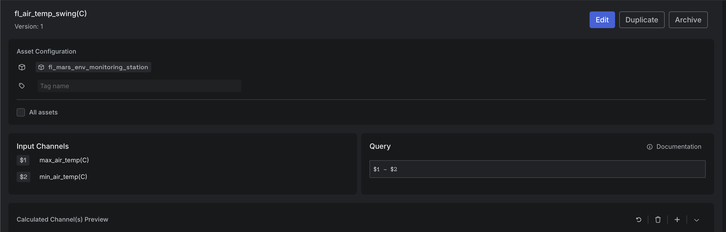 Create Calculated Channel