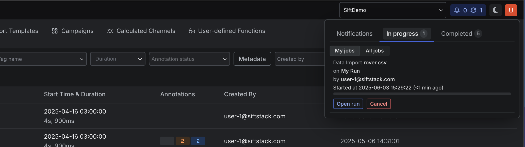 Monitor upload status and errors