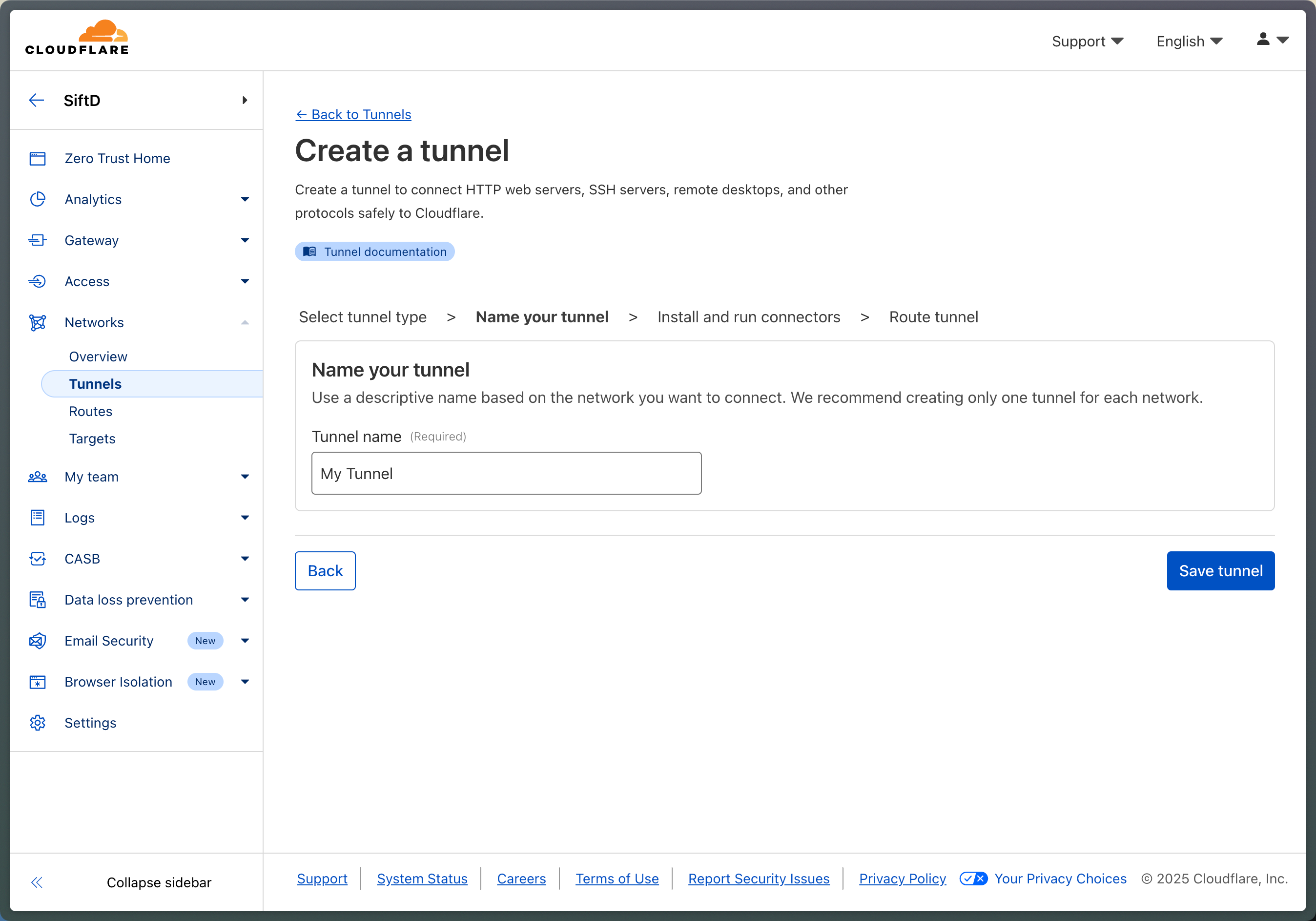 Provide a name for your tunnel