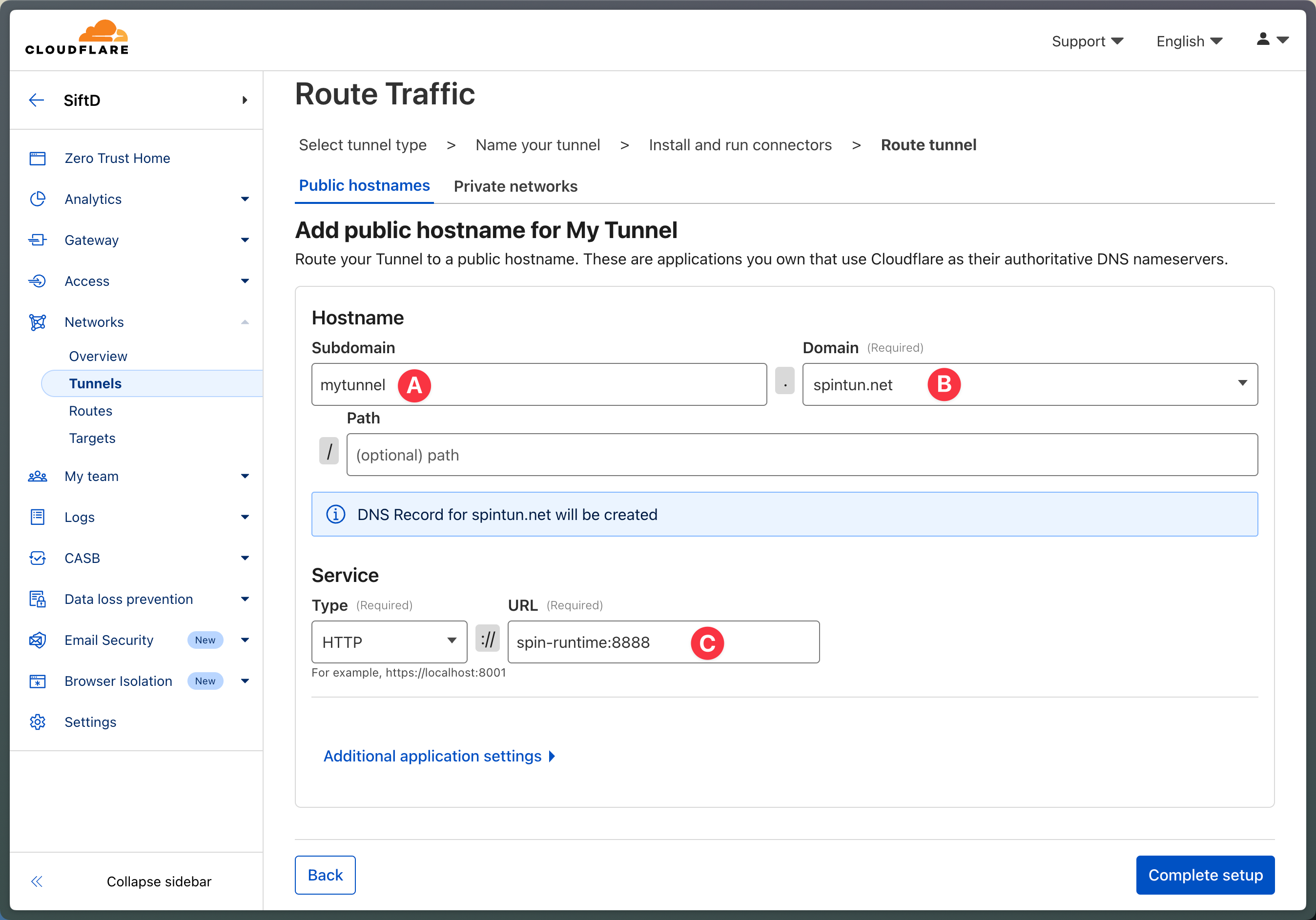 Copy the tunnel token