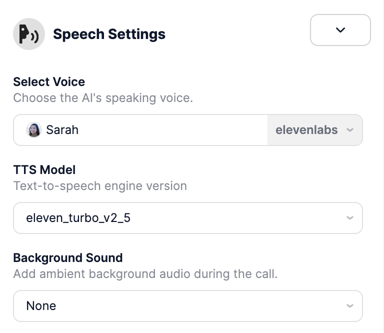 Agent Speech Settings