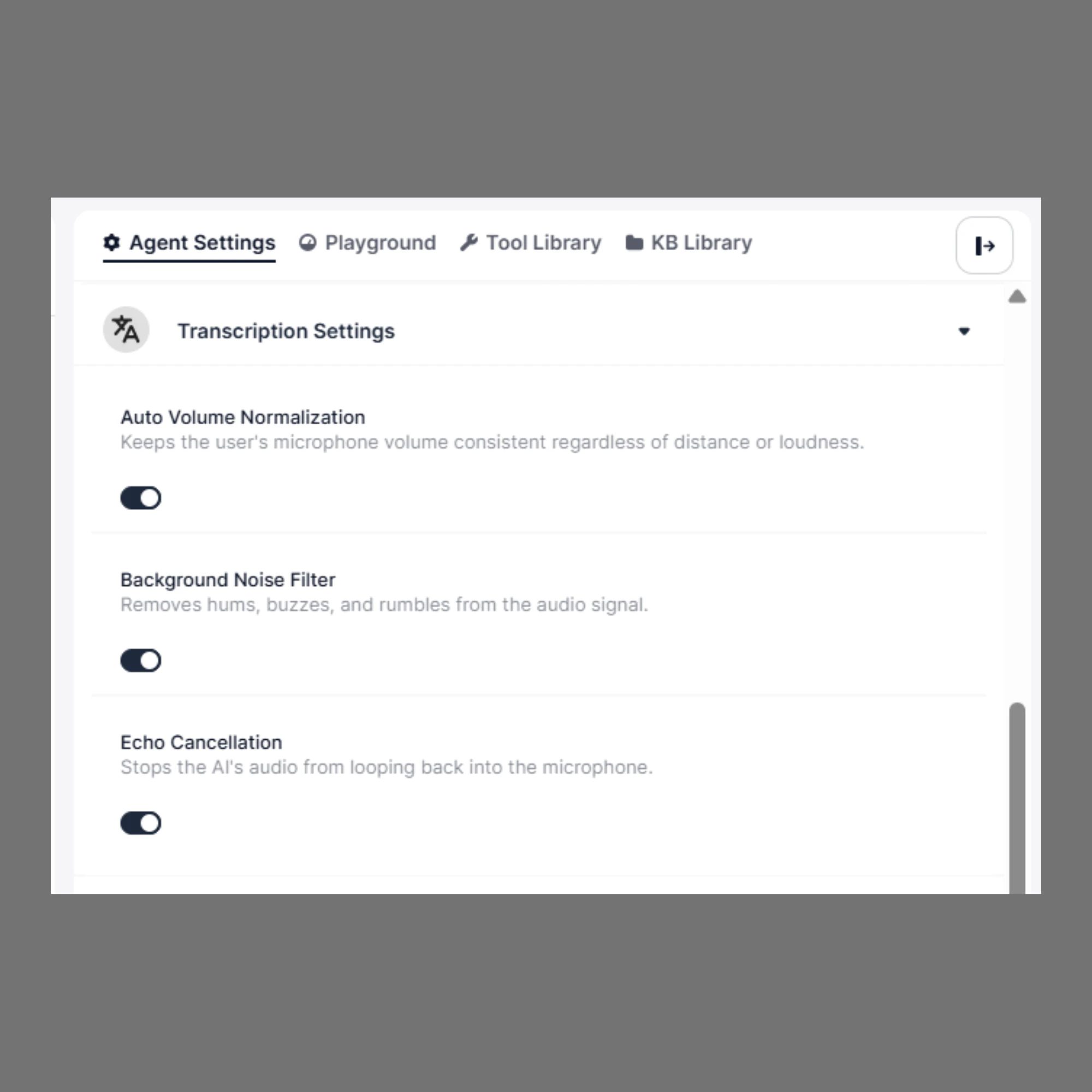 Tanscriptionsetting