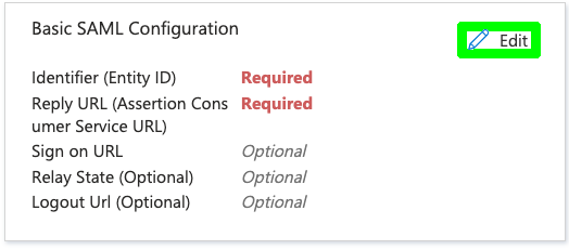 Entra basic saml config edit