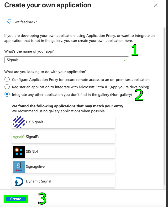 Entra Create New App Numerical Steps
