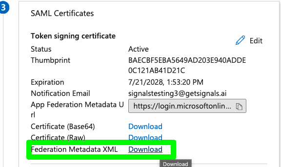 Entra Download XML