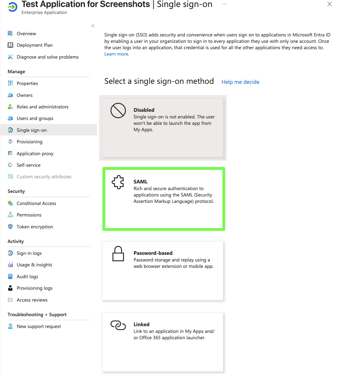 Entra New Application Setup SSO Quickstart
