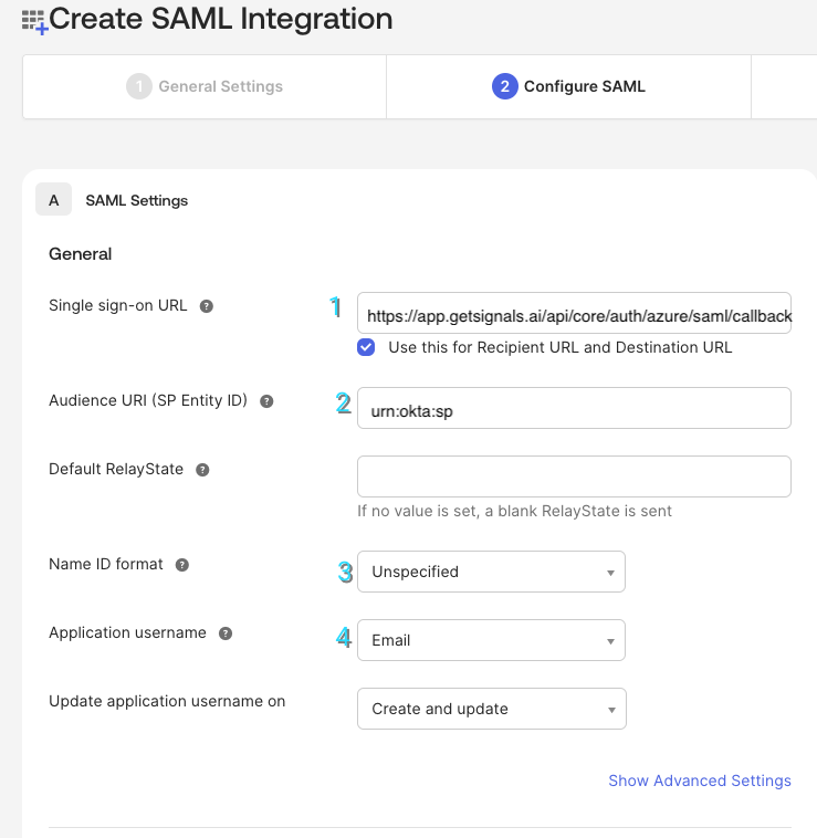 Okta create saml integration