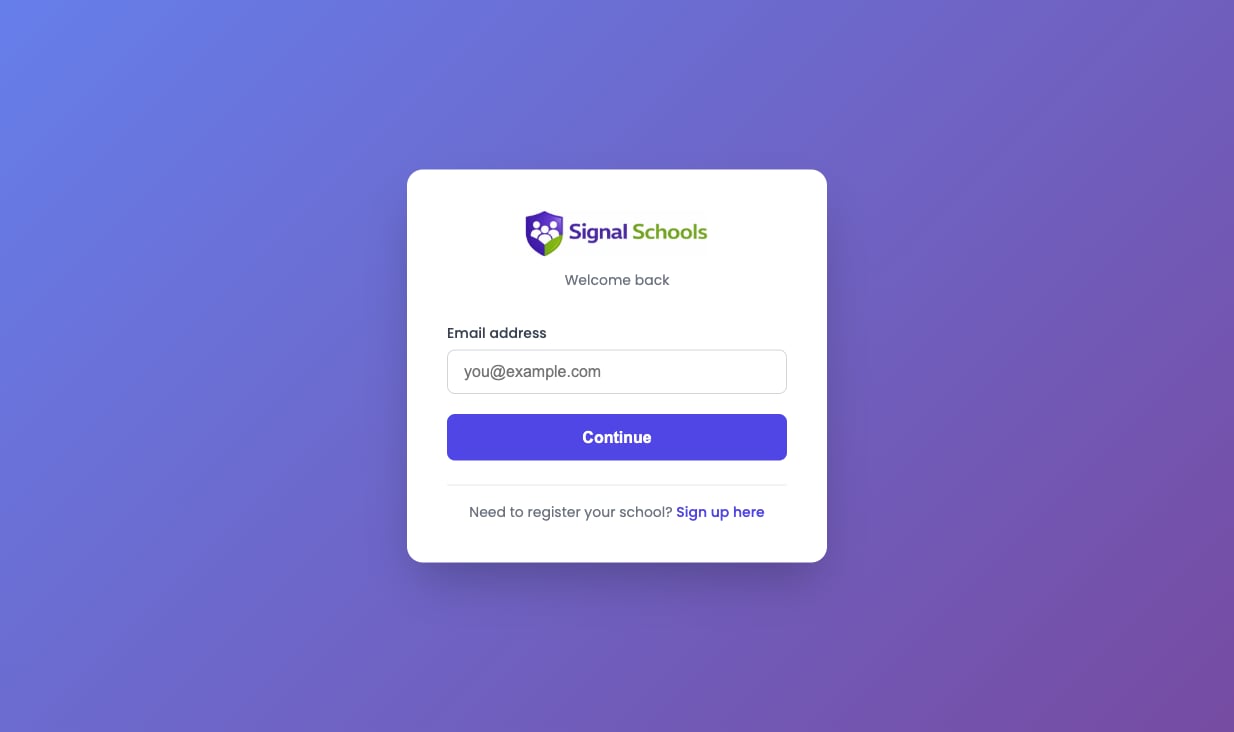 The Signal sign-in screen with the Email address field and the Continue button