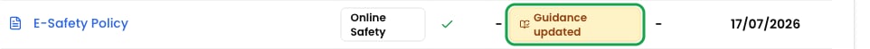 Policies list row showing a policy with the amber Guidance updated badge