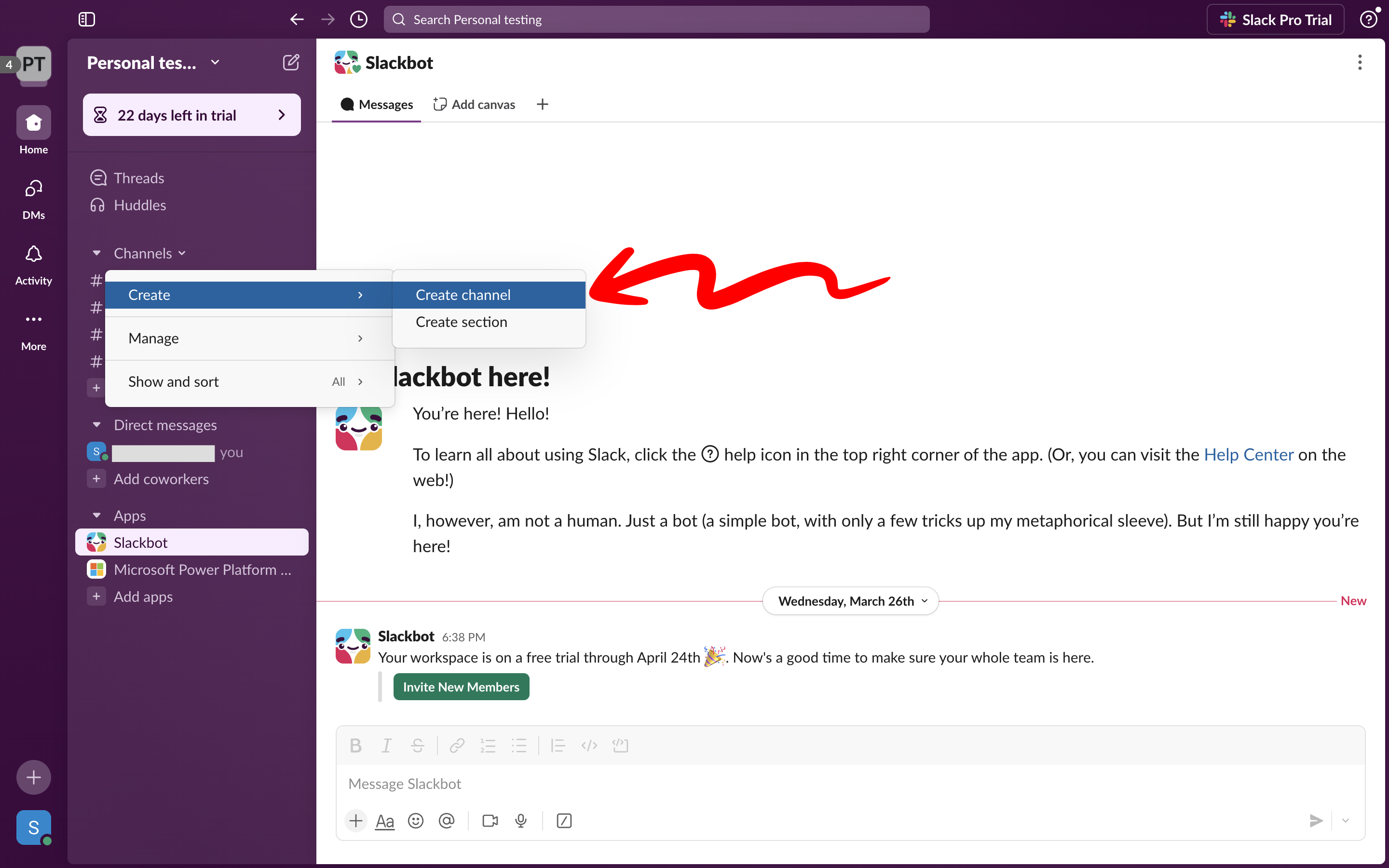 Create Slack Channel