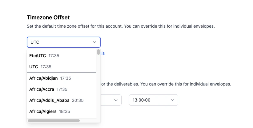 Time zone setting