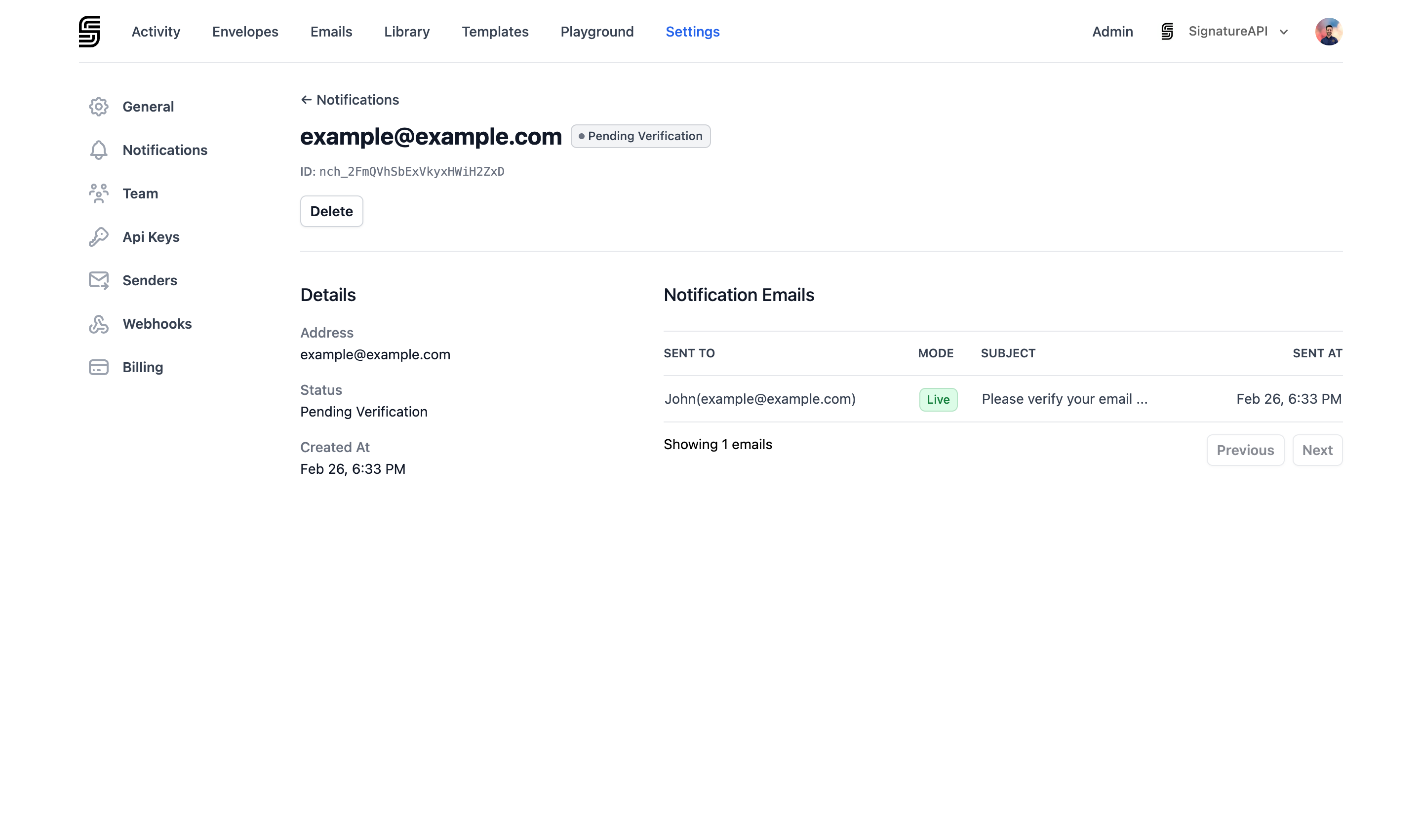 Notification channel details