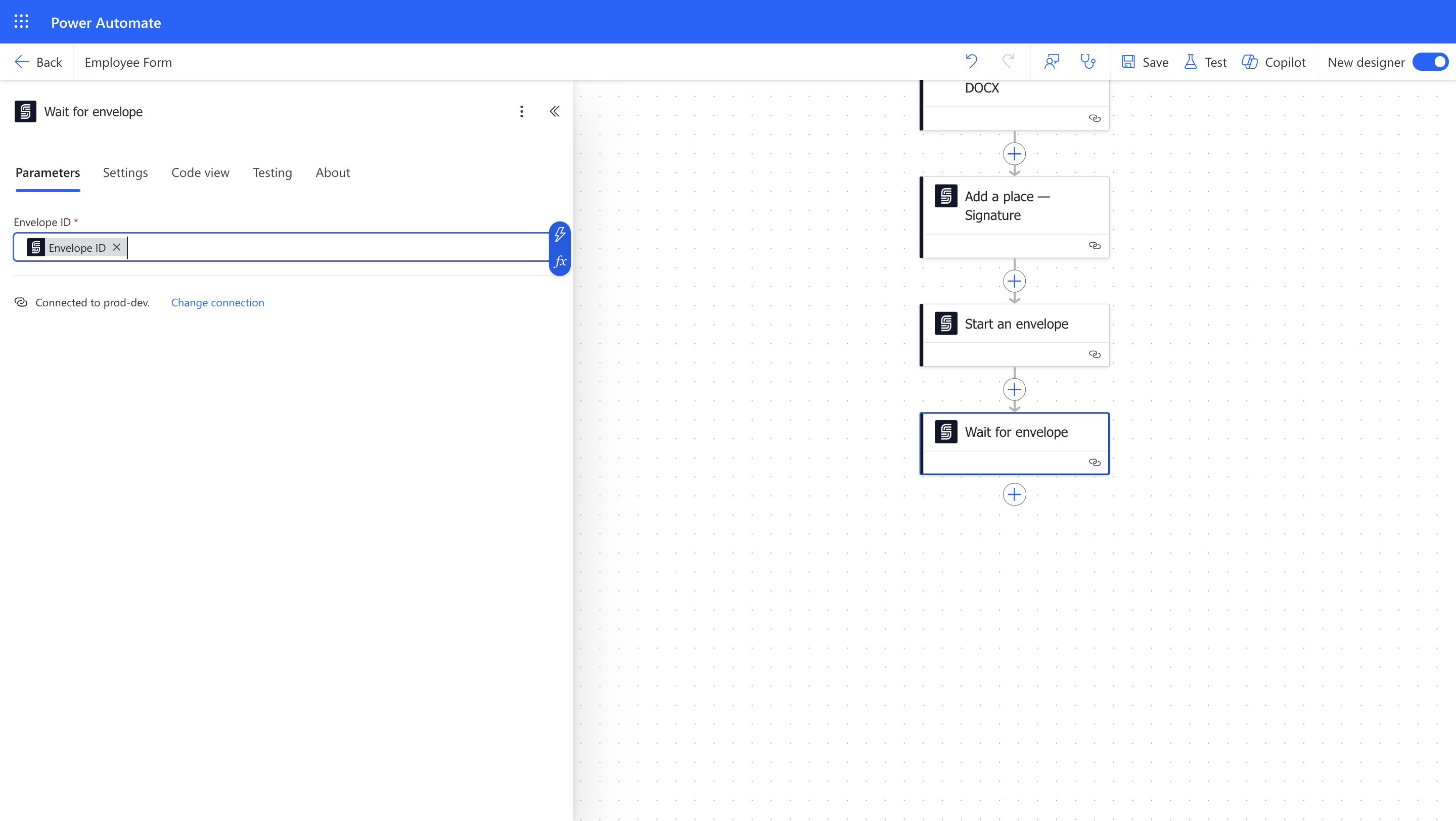Wait for envelope completion