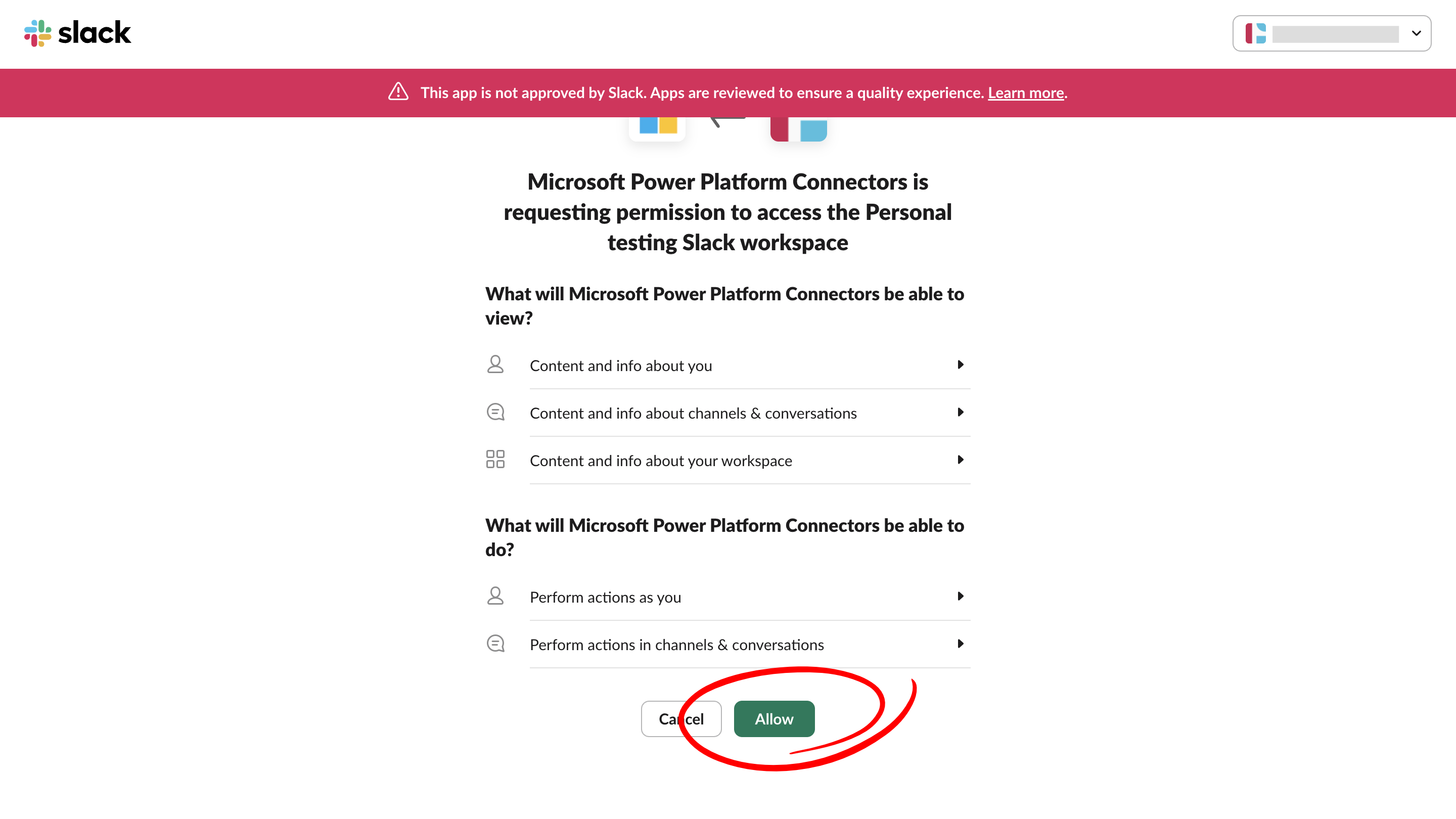 Authorize Slack