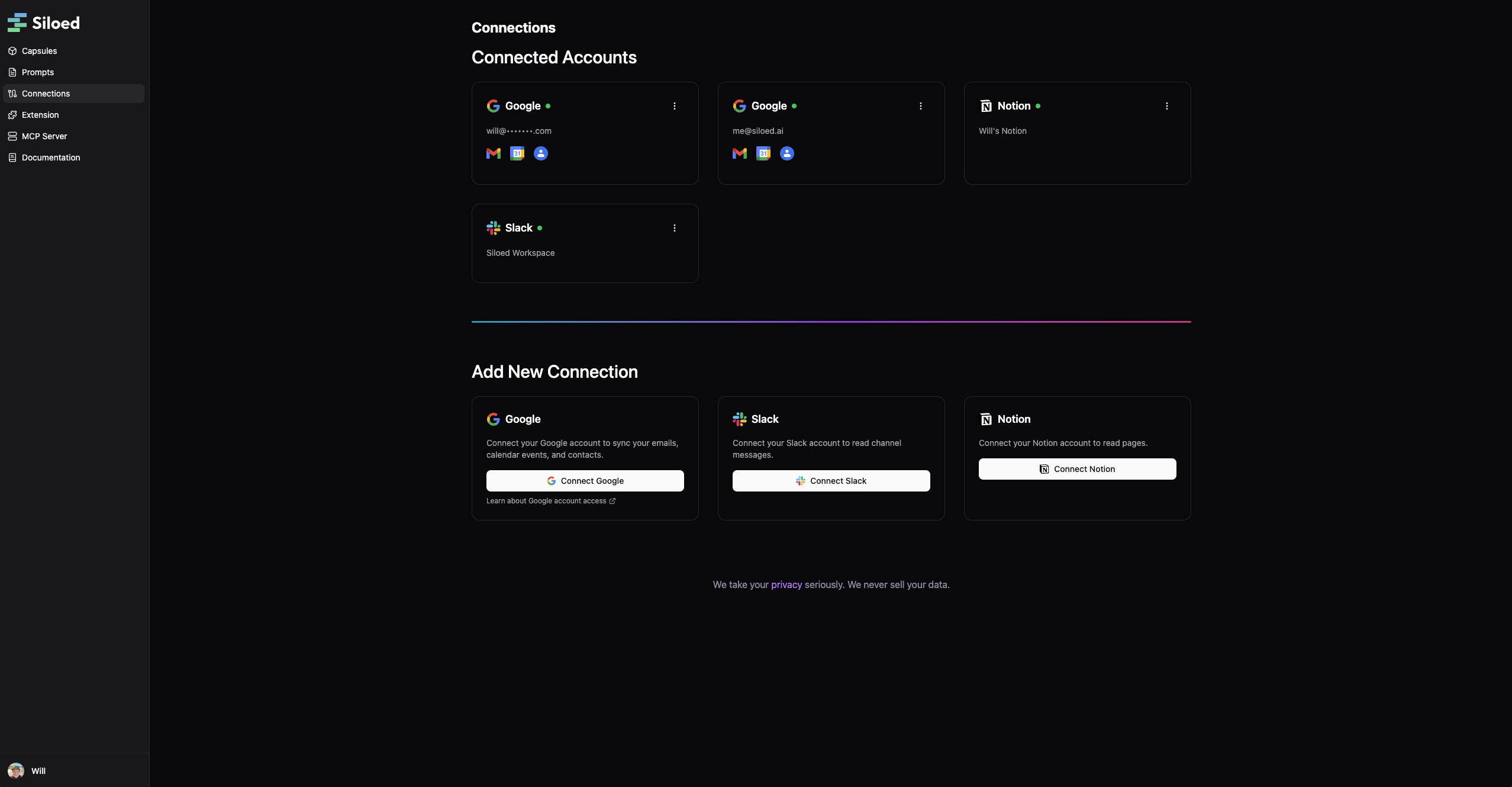 Siloed Connections Page