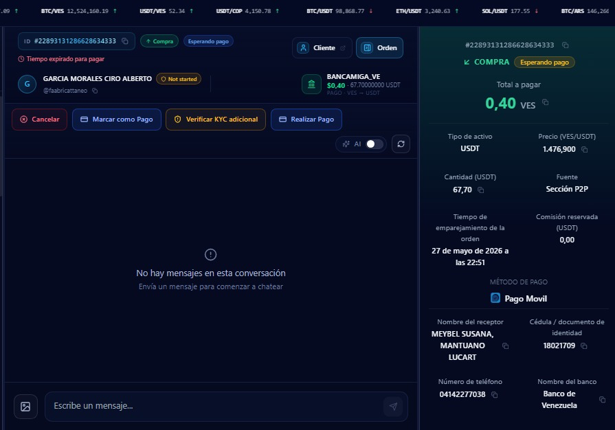 Order detail with the Make Payment button