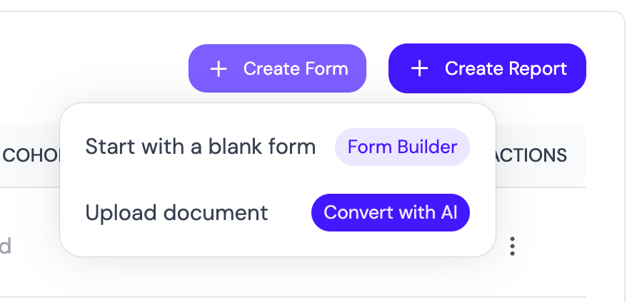 Form Creation Options