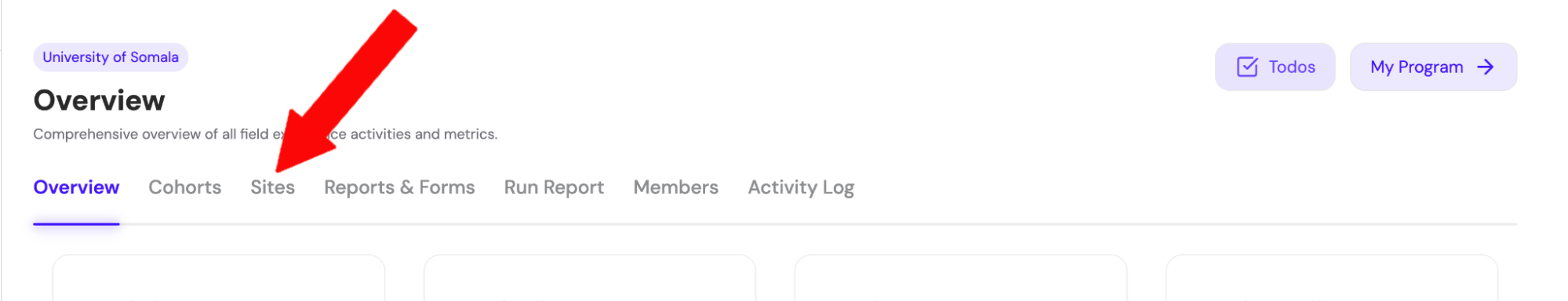 Sites Tab Overview