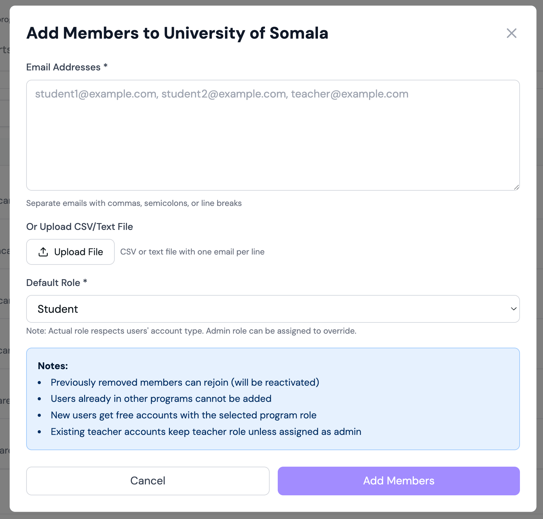 Add Users Button