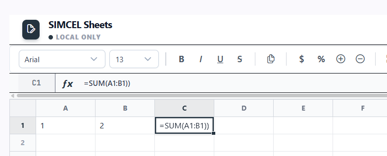 The Formula Reference panel listing the available formulas grouped into Math, Statistical, Text, and Logical categories, each with its syntax and an example