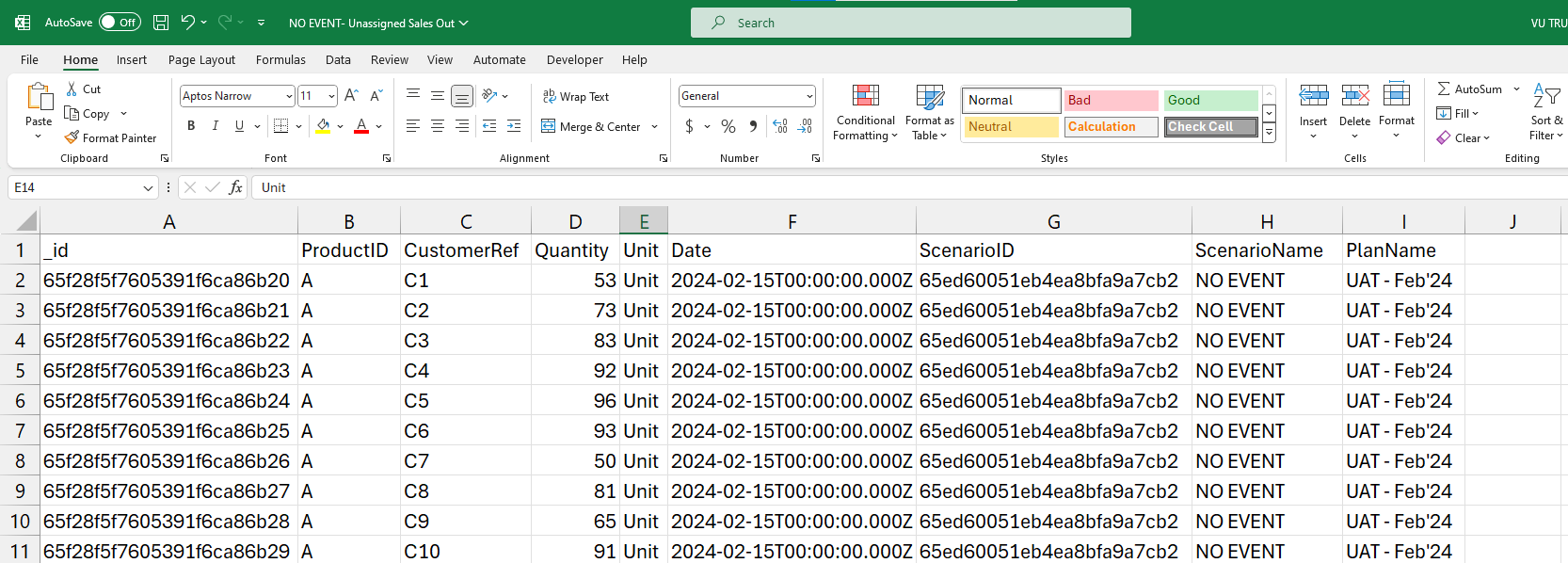 Table of unassigned sales-out records showing product and customer combinations with no distributor link