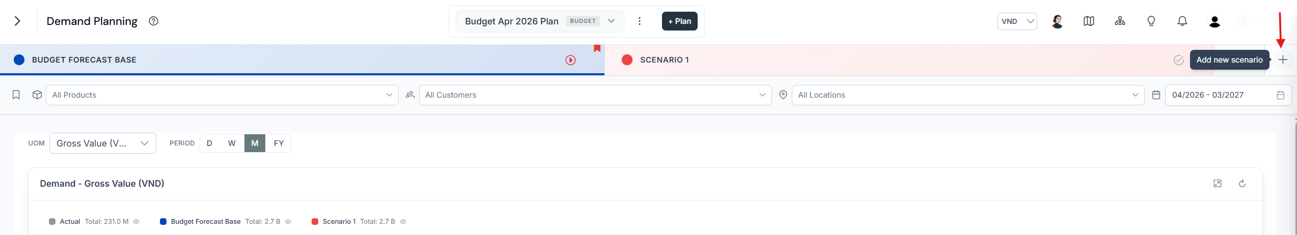 Scenario panel where you create or edit the scenario that the simulation will run against