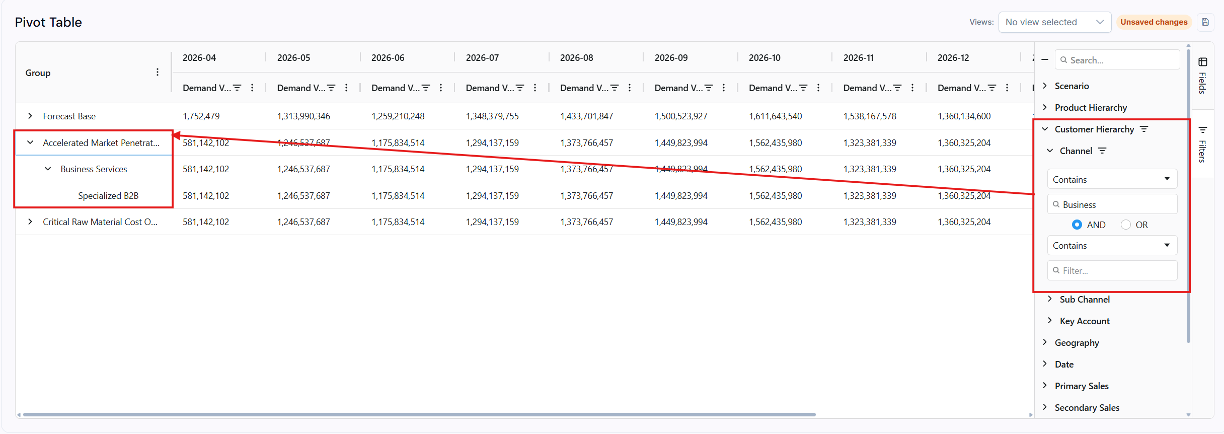 The filter panel for a Pivot Table field, with options to filter the values by value or in alphabetical order