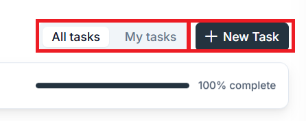 Top right corner of the task board with the All tasks and My tasks toggle next to the New Task button