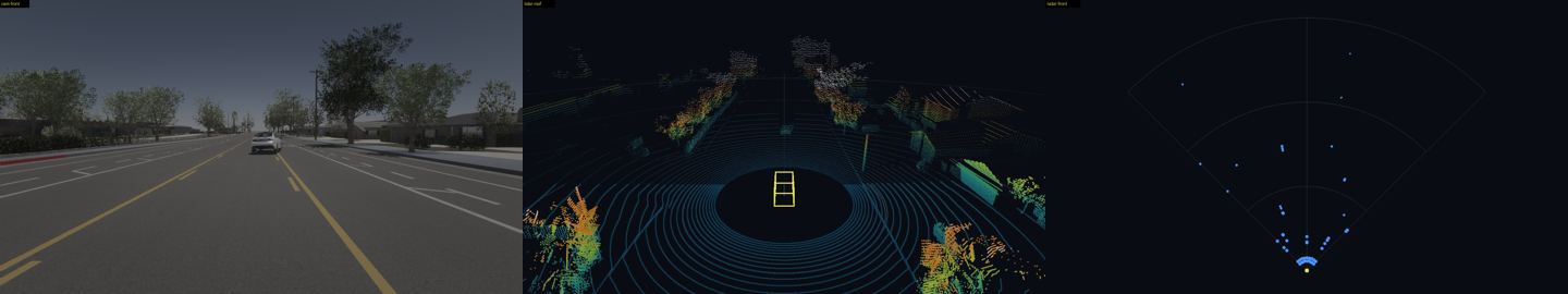 The camera, and the lidar and radar review videos at 5 s