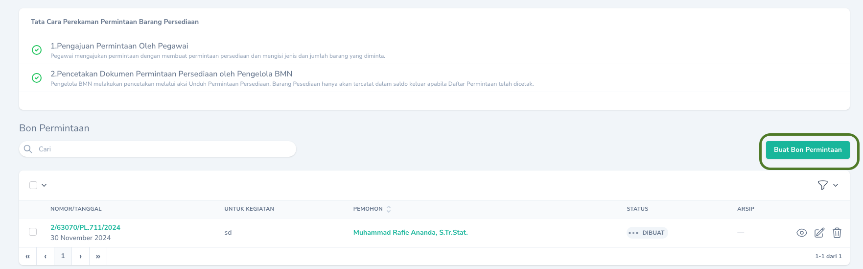 Tambah Bon Permintaan